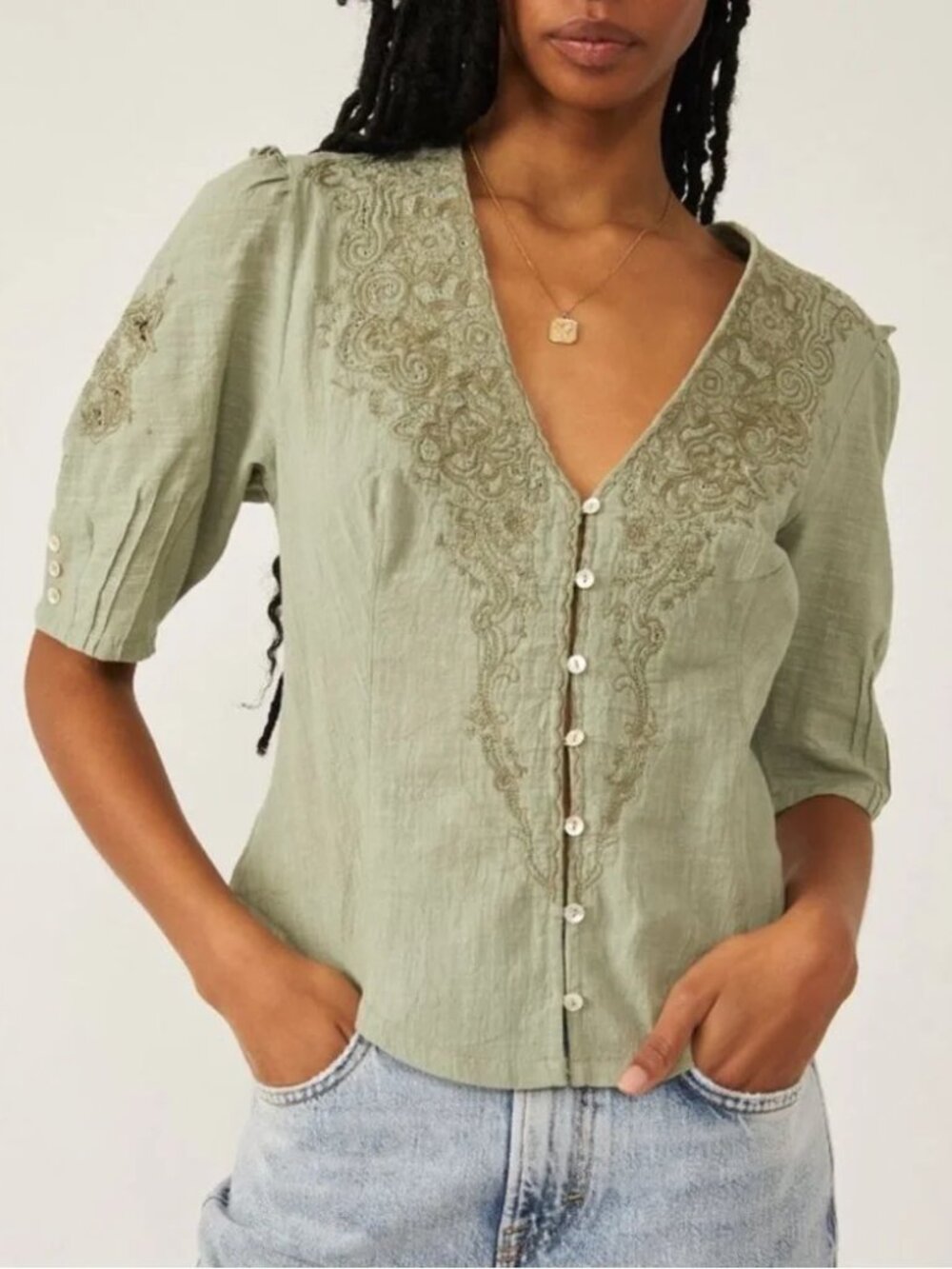 Free People Laurie embroidered blouse